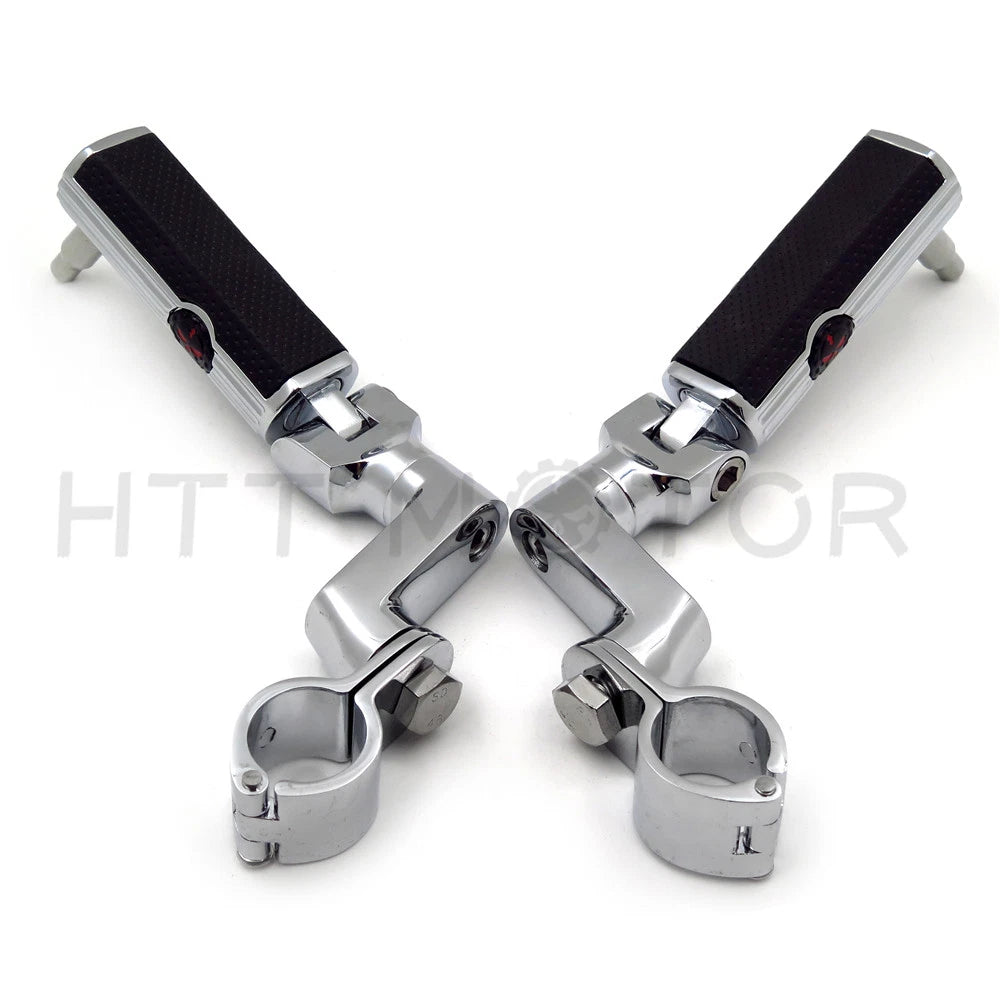 2X Aluminum Front Foot Pegs Kit for Motorcycle (1.5" Engine Guard Bar)