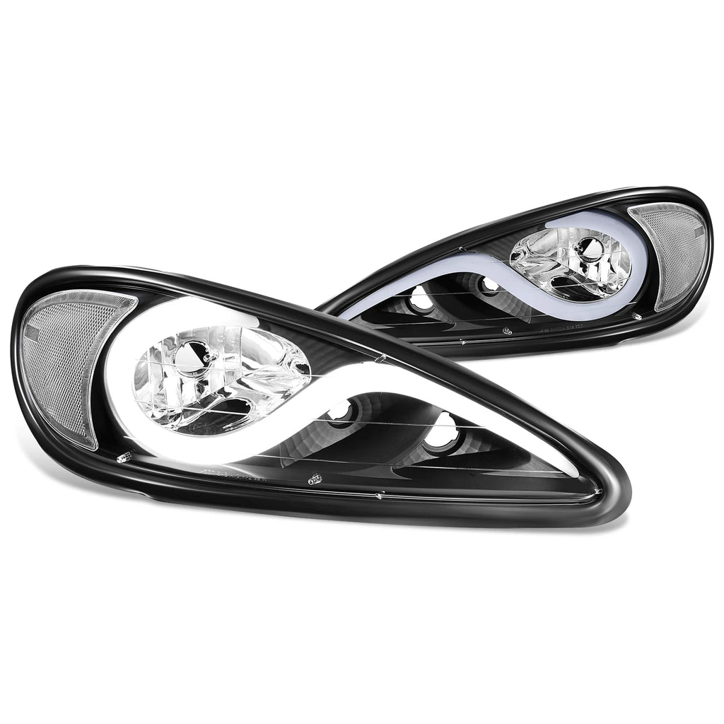 LED DRL Headlight for Pontiac Grand Am (1999–2005) Black Housing Clear Side