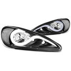 LED DRL Headlight for Pontiac Grand Am (1999–2005) Black Housing Clear Side