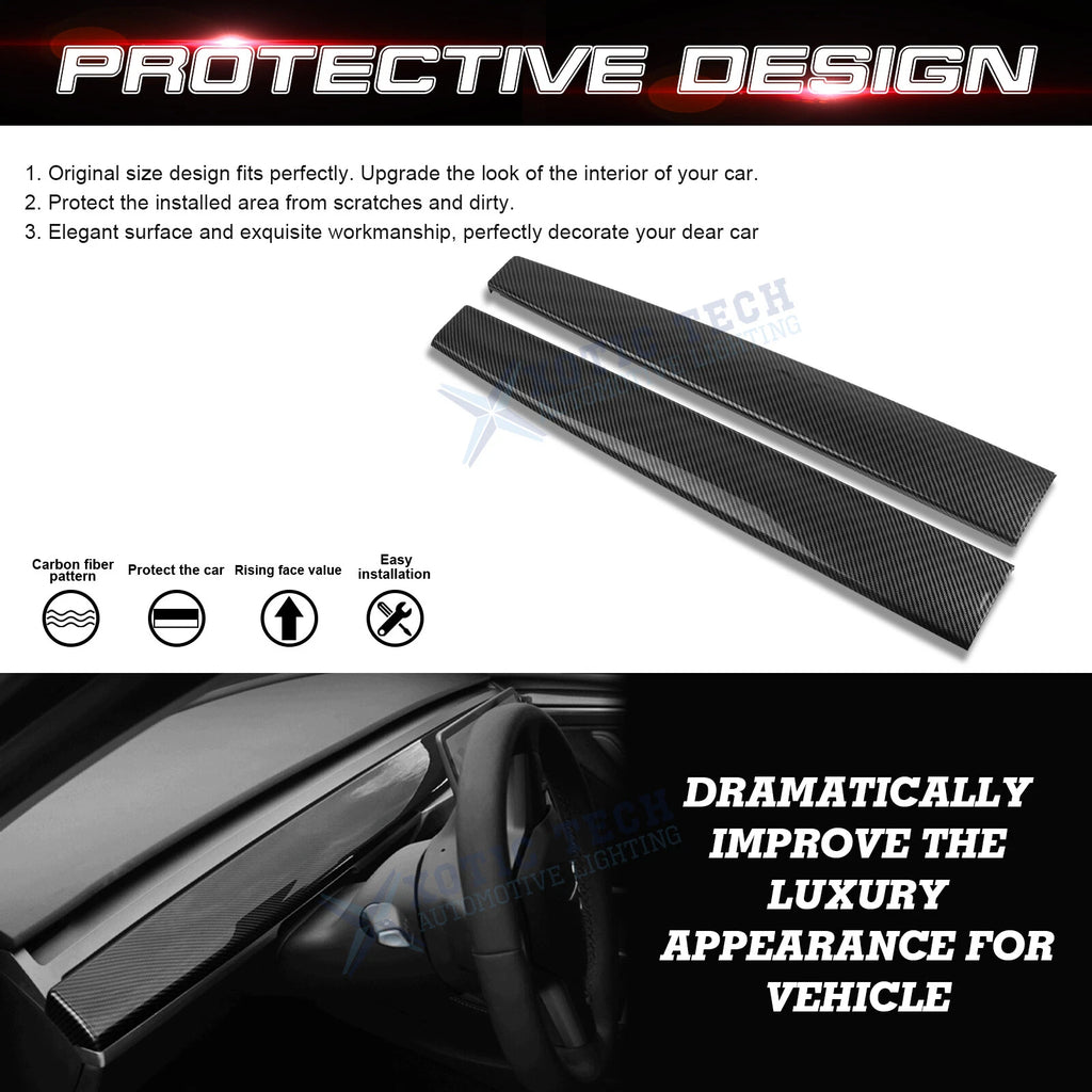 Gloss Carbon Fiber Dashboard Panel Cover for Tesla Model 3/Y (2017-2023)