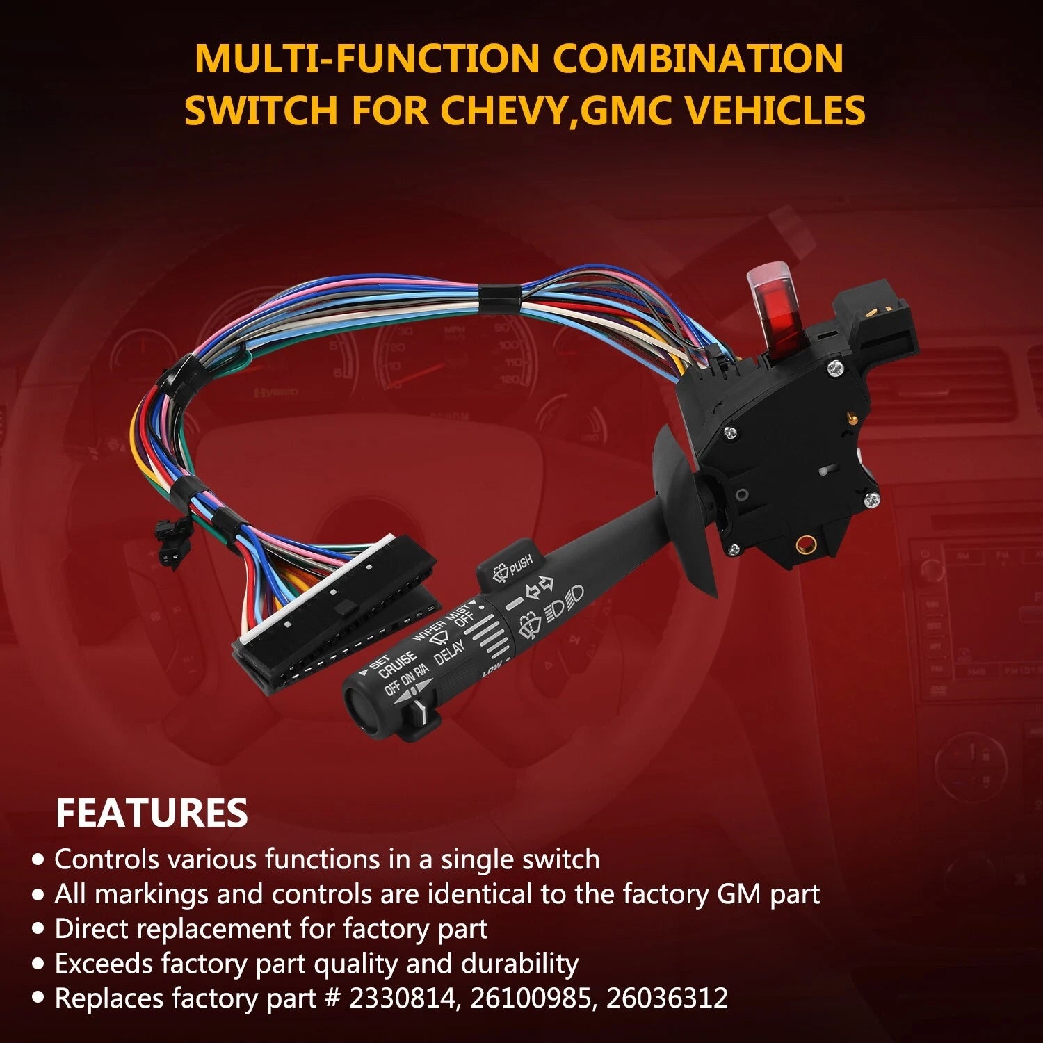 Turn Signal Wiper Hazard Cruise Switch for GMC Suburban C/K 1500 2500 (1988–1999)