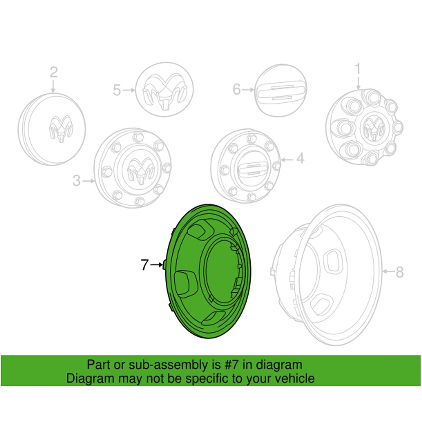 Genuine OEM Wheel Cover for Ram 3500 (2002–2010) 52106937AC