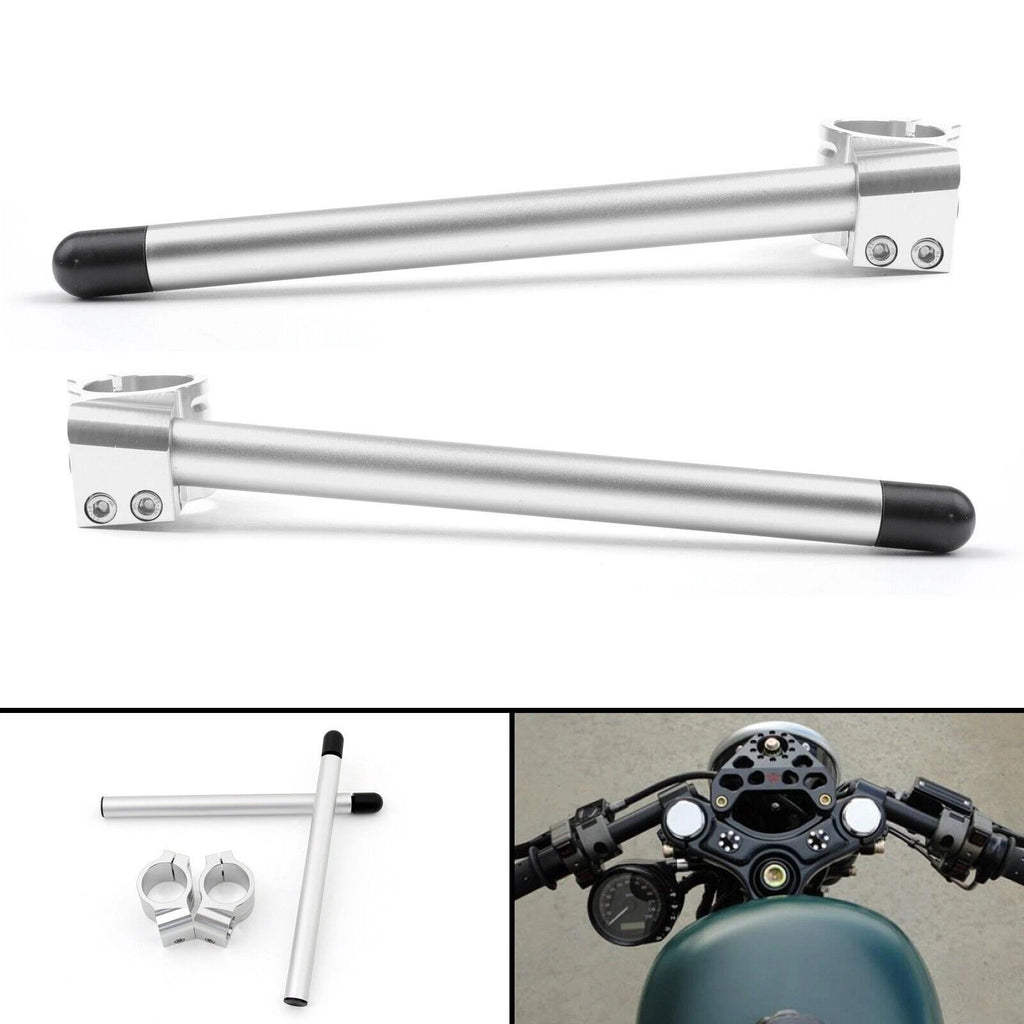 Clip-On Handlebars for Honda CBR250R CBR600F (Universal, 37mm, Silver)