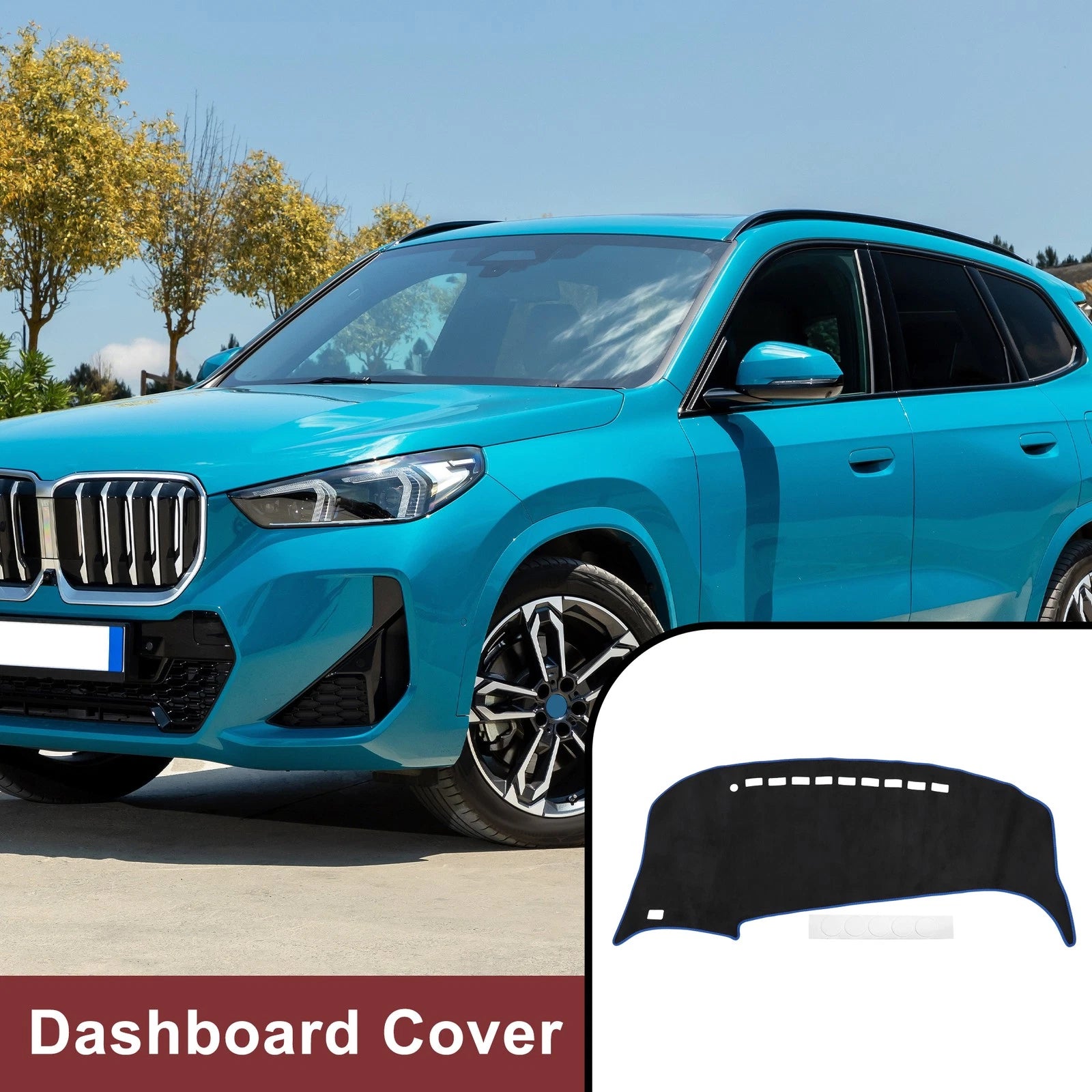 Dashboard Cover Mat for Toyota Estima 50 Series (2006–2019) Black Blue