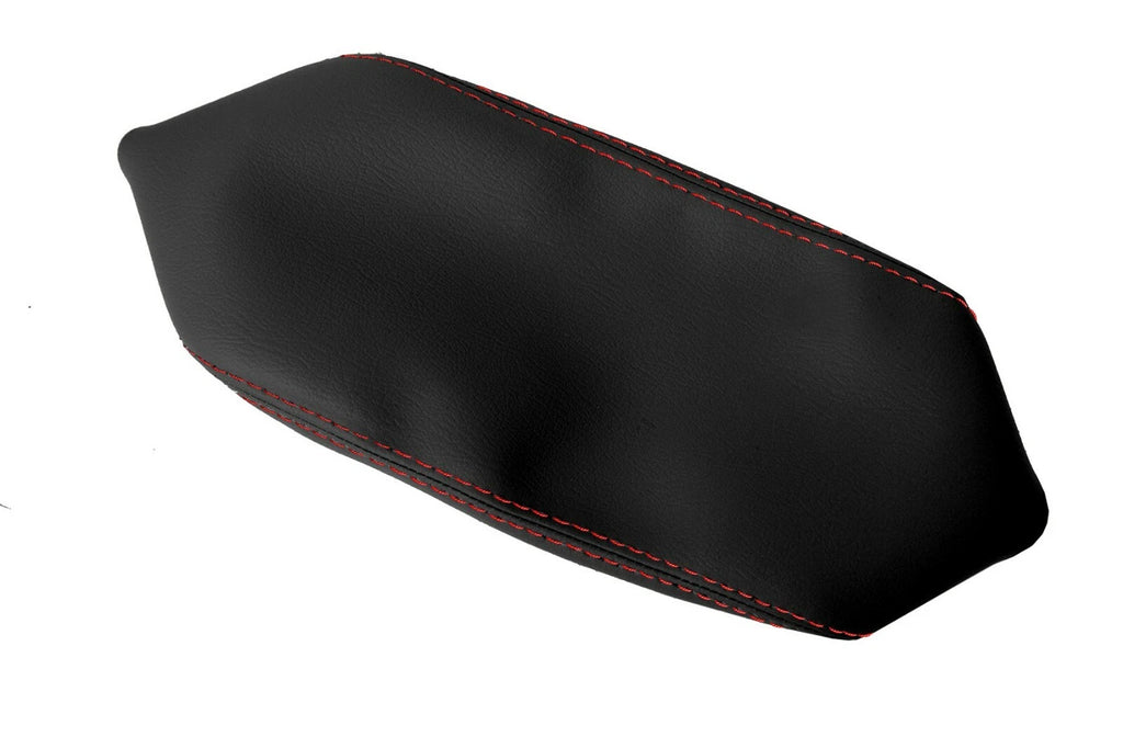 Leather Console Lid Armrest Cover for Hyundai Kona (2018–2020) Red Stitch