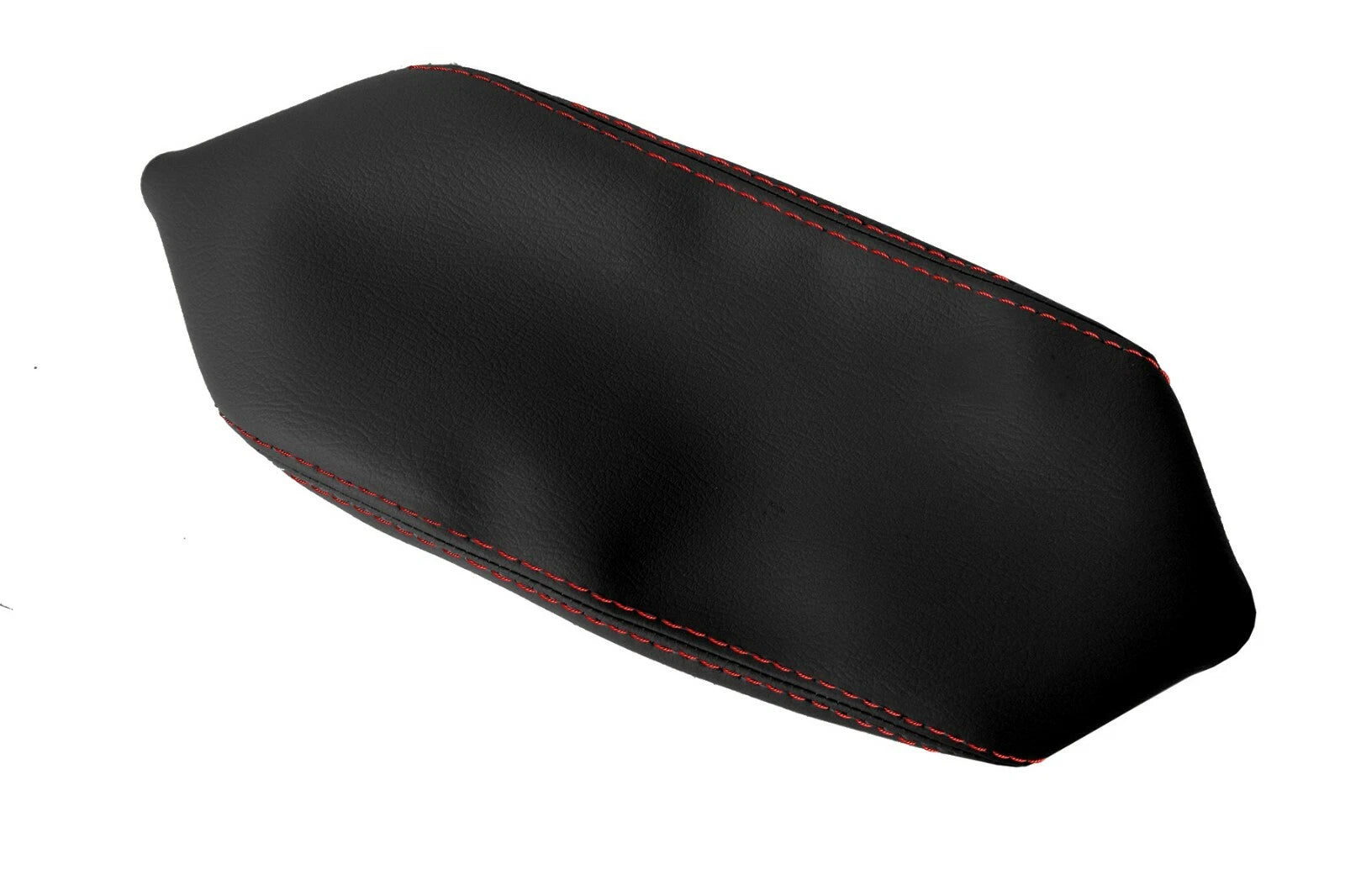 Leather Console Lid Armrest Cover for Hyundai Kona (2018–2020) Red Stitch