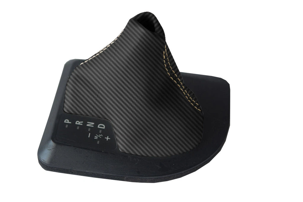 Automatic Shift Boot Cover for BMW X3 E83 (2003–2010) Carbon Fiber Beige Stitch