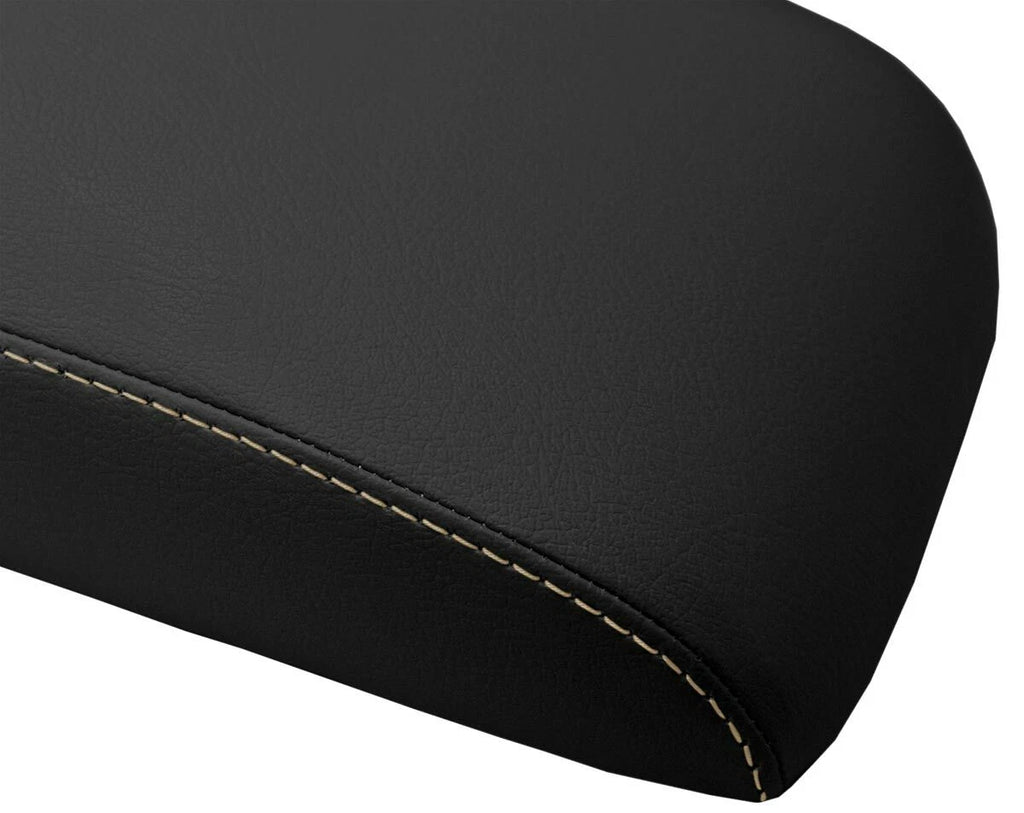 Leather Console Lid Armrest Cover for Honda Element (2007–2011) Beige Stitch