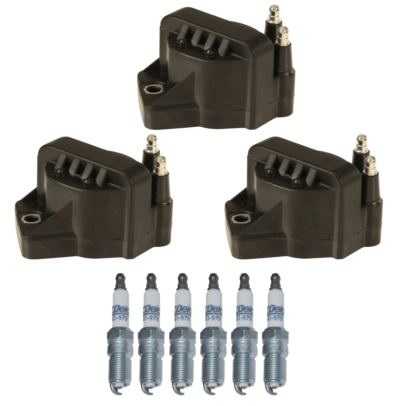 Set of 3 Ignition Coils & 6 Spark Plugs for Buick Chevy Pontiac V6 (OE)