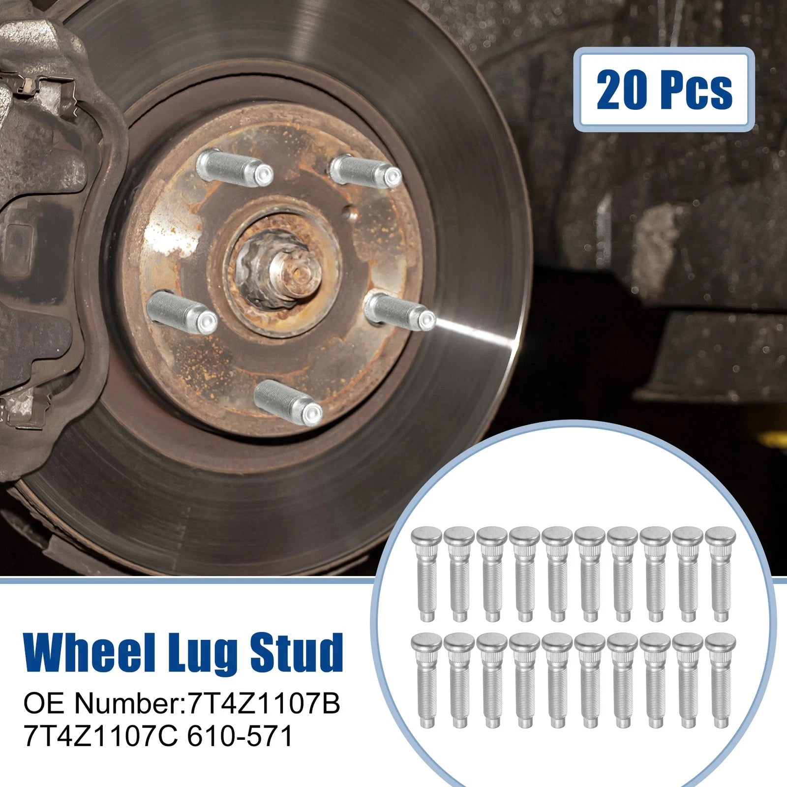 20 Pcs 1/2"-20 Wheel Lug Stud for Ford Lincoln (No. 7T4Z1107B)