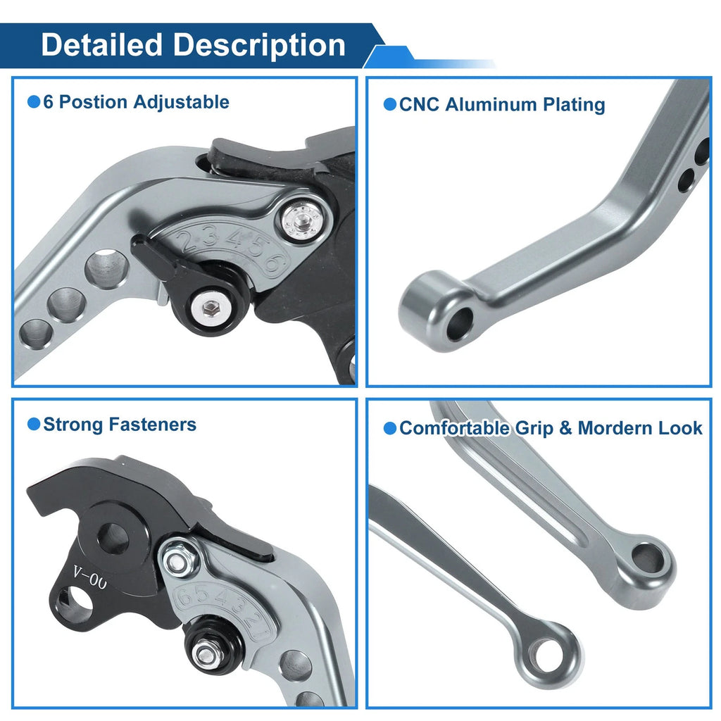 2X Long Brake Clutch Levers for Honda CBF1000 (2006–2010) Titanium Tone