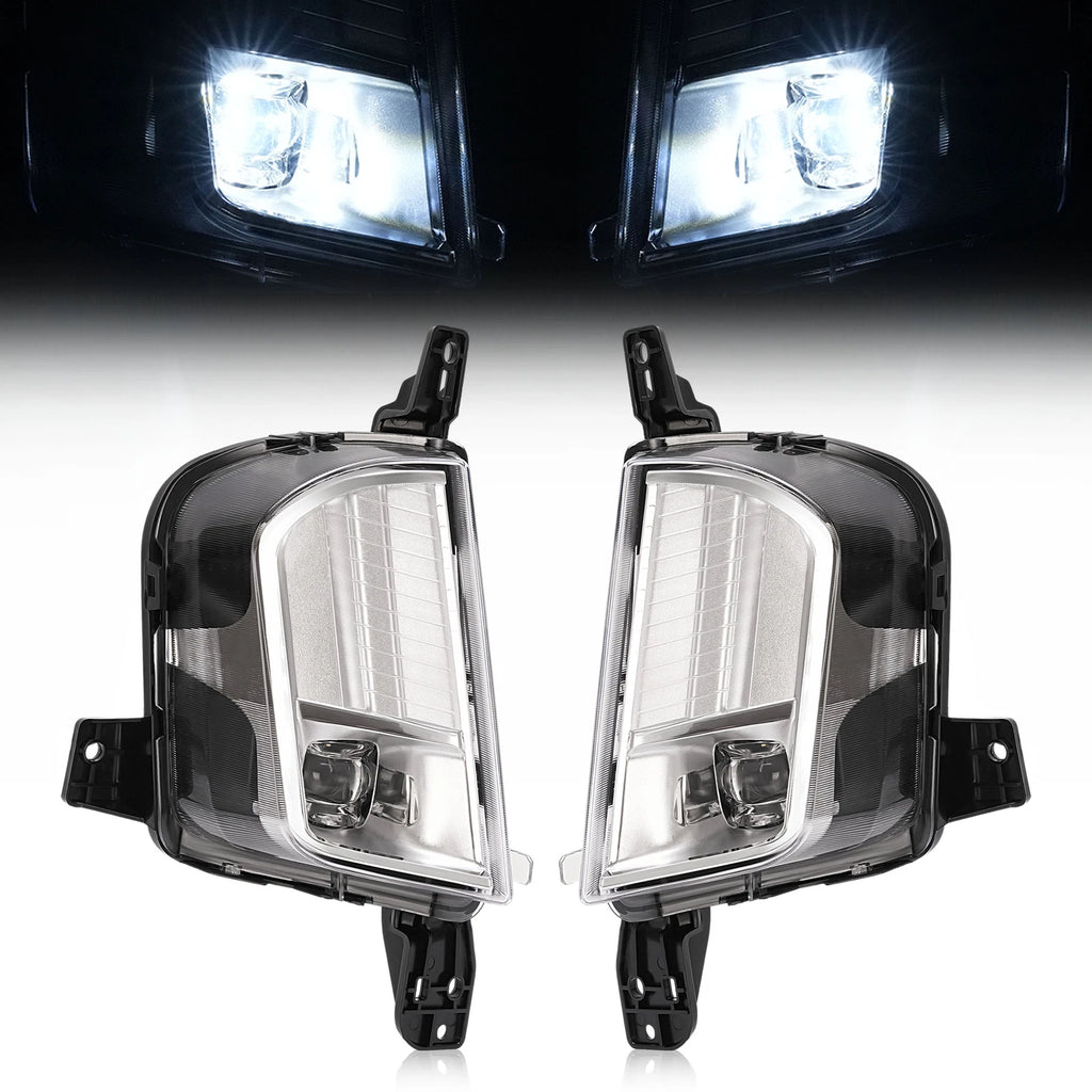 2X Clear LED Front Bumper Fog Lights for Ford Edge (2019-2024)