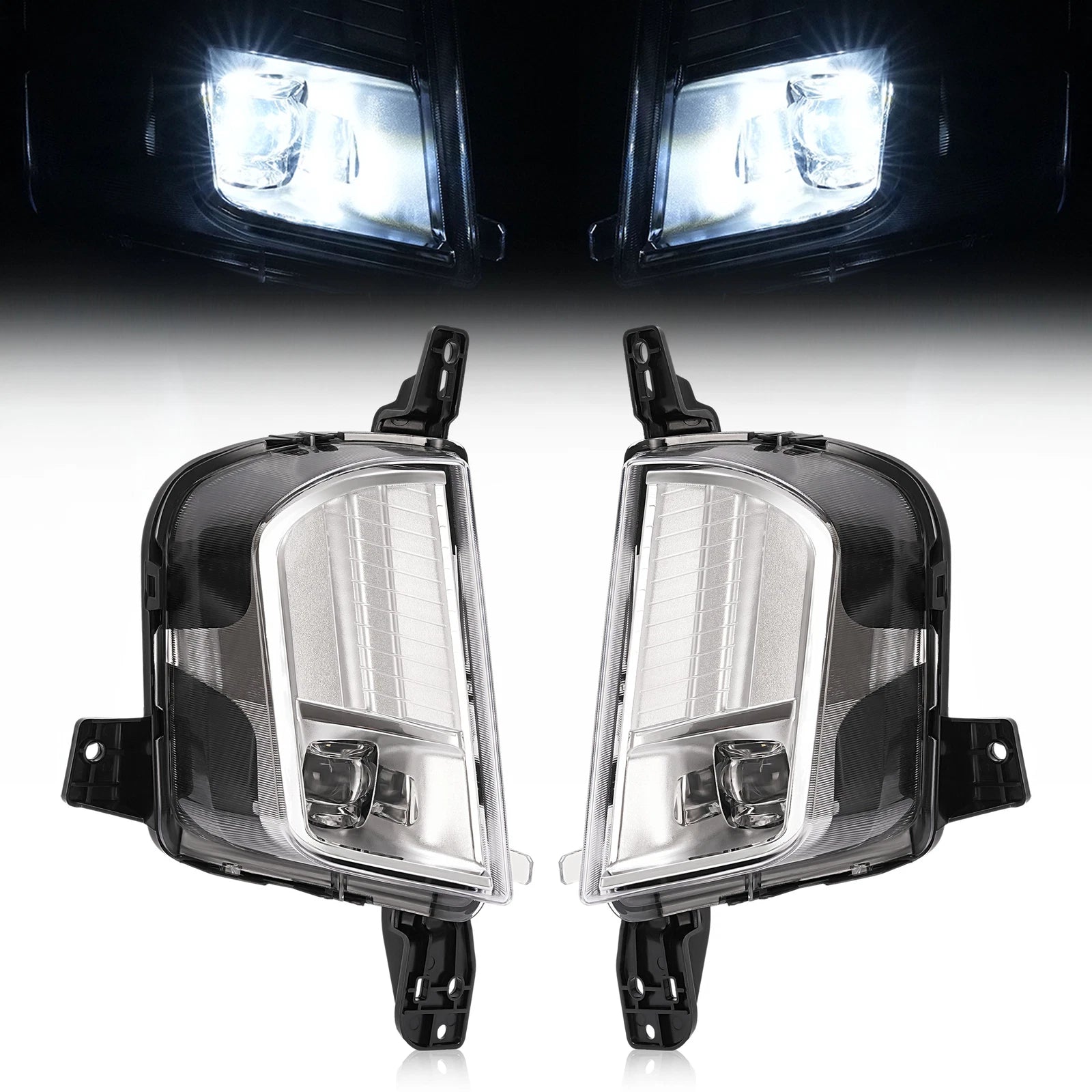 2X Clear LED Front Bumper Fog Lights for Ford Edge (2019-2024)