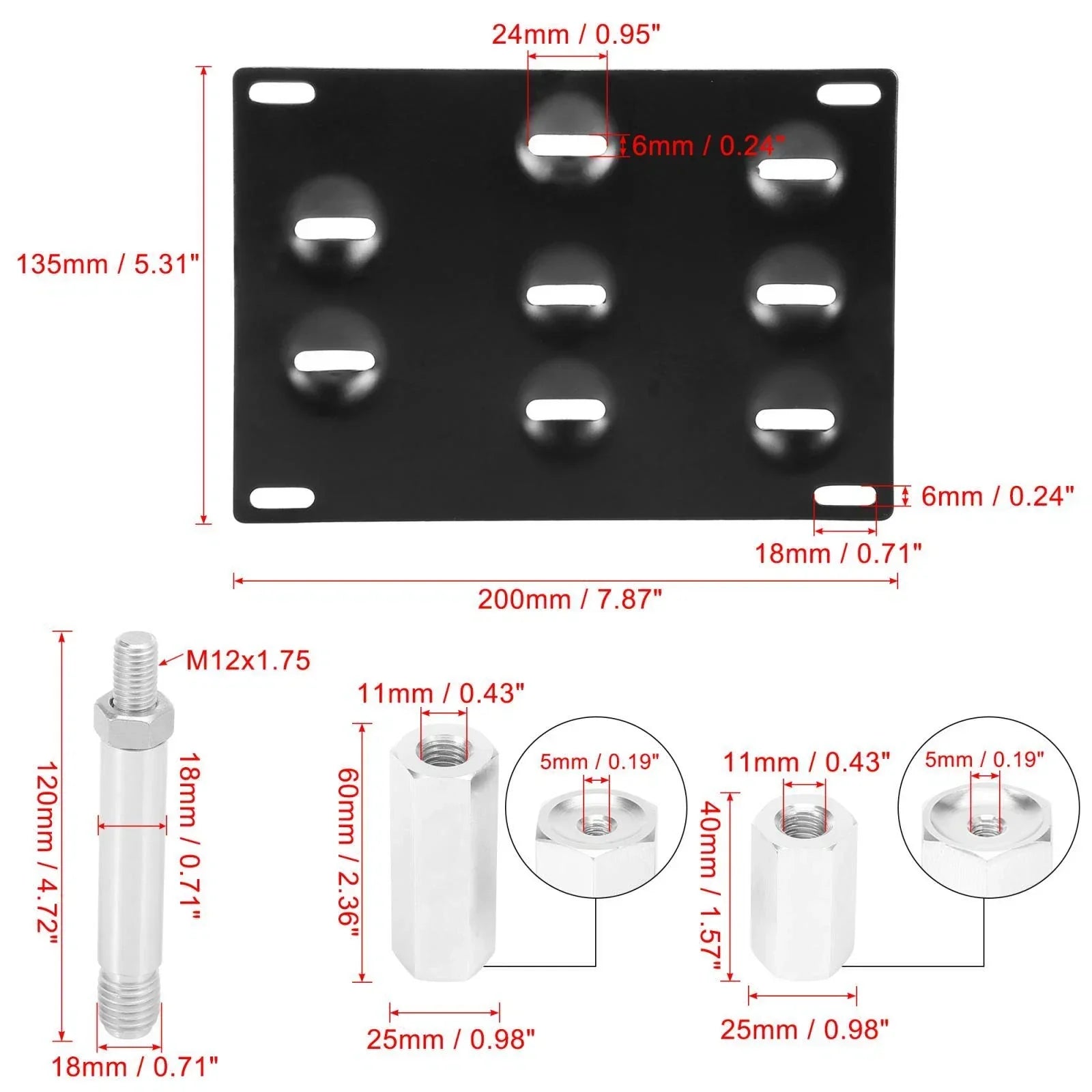 Bumper Tow Hook License Plate Mount Bracket for Honda Fit (2003)