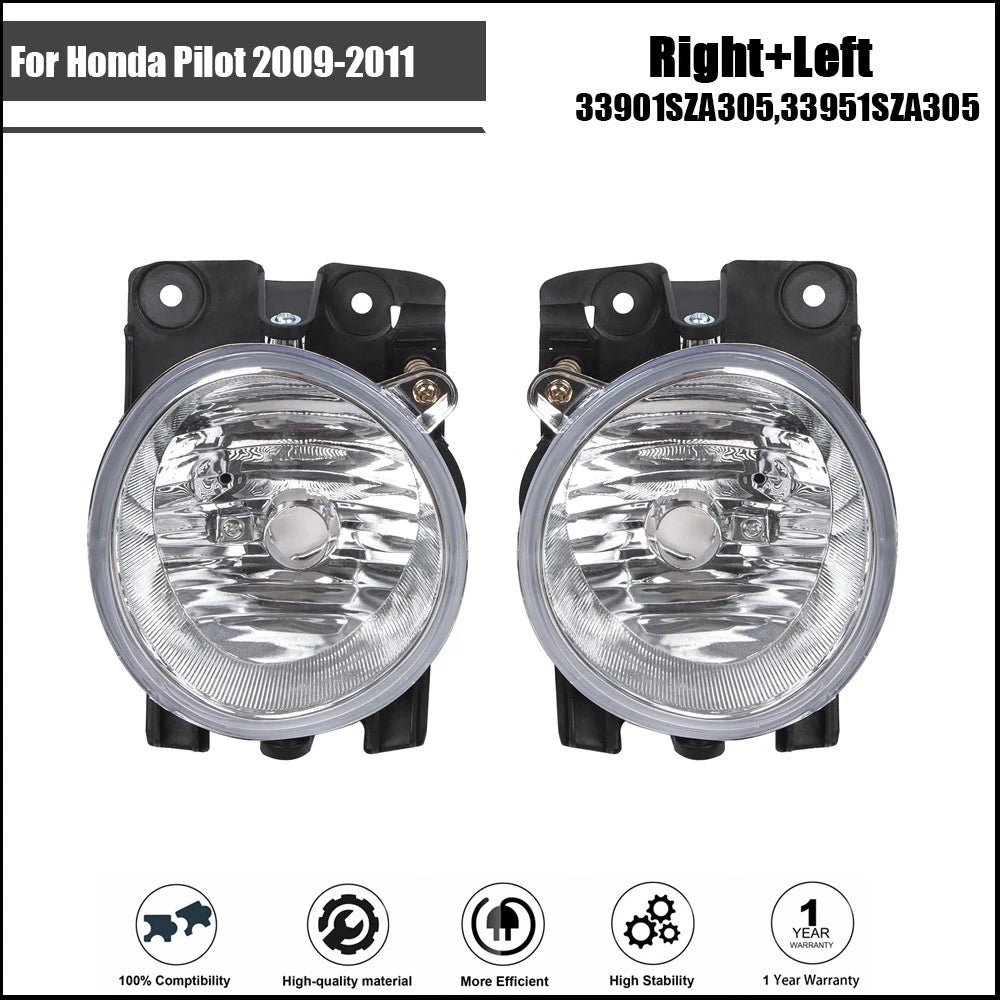 Pair Front Bumper Fog Lights for Honda Pilot (2009â2011) Halogen