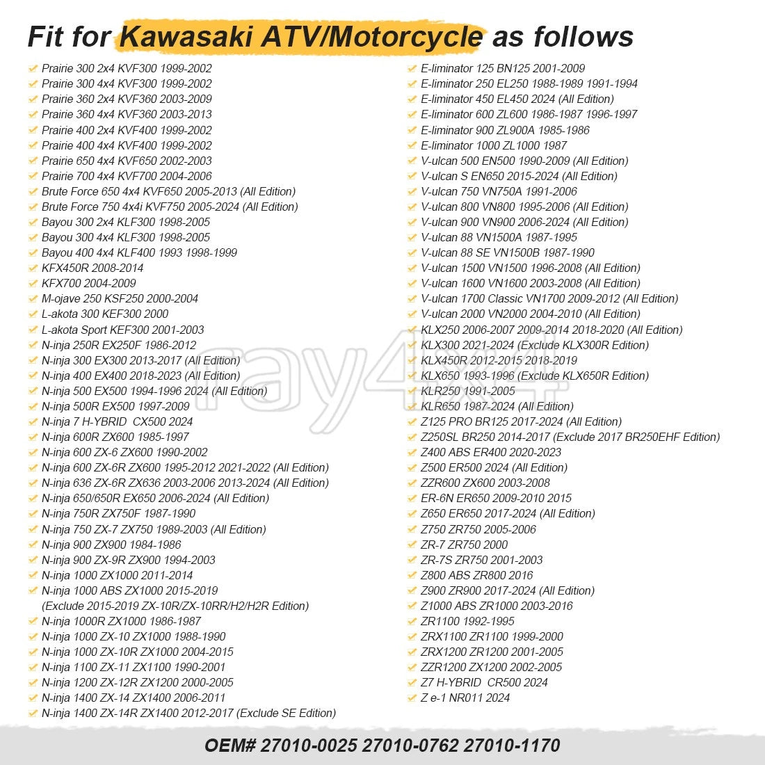 Front Brake Switch for Kawasaki Vulcan 500 750 800 900 1500 1600 1700 2000 (1988–2000)