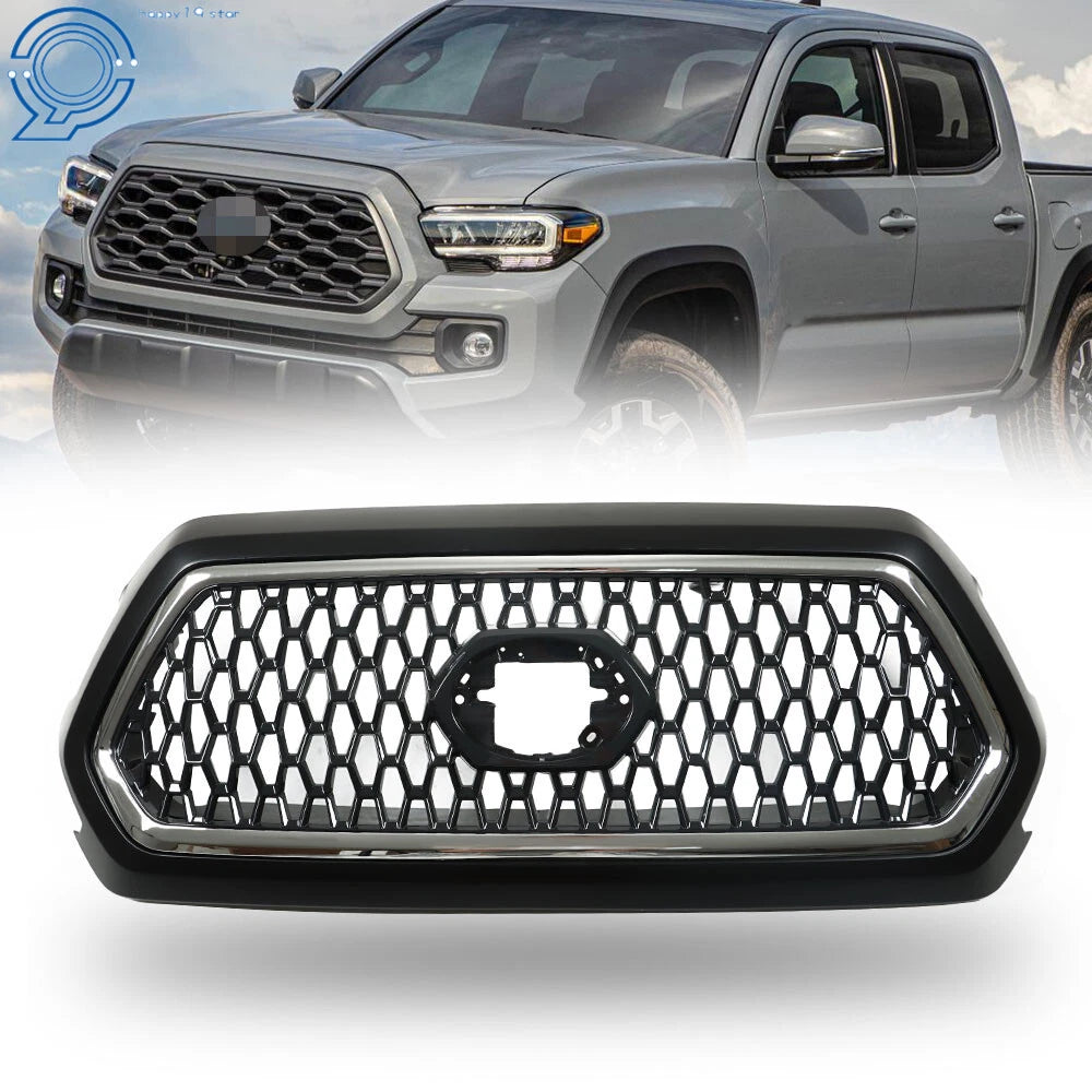 Front Upper Grille for Toyota Tacoma (2016–2021) Matte Black Chrome
