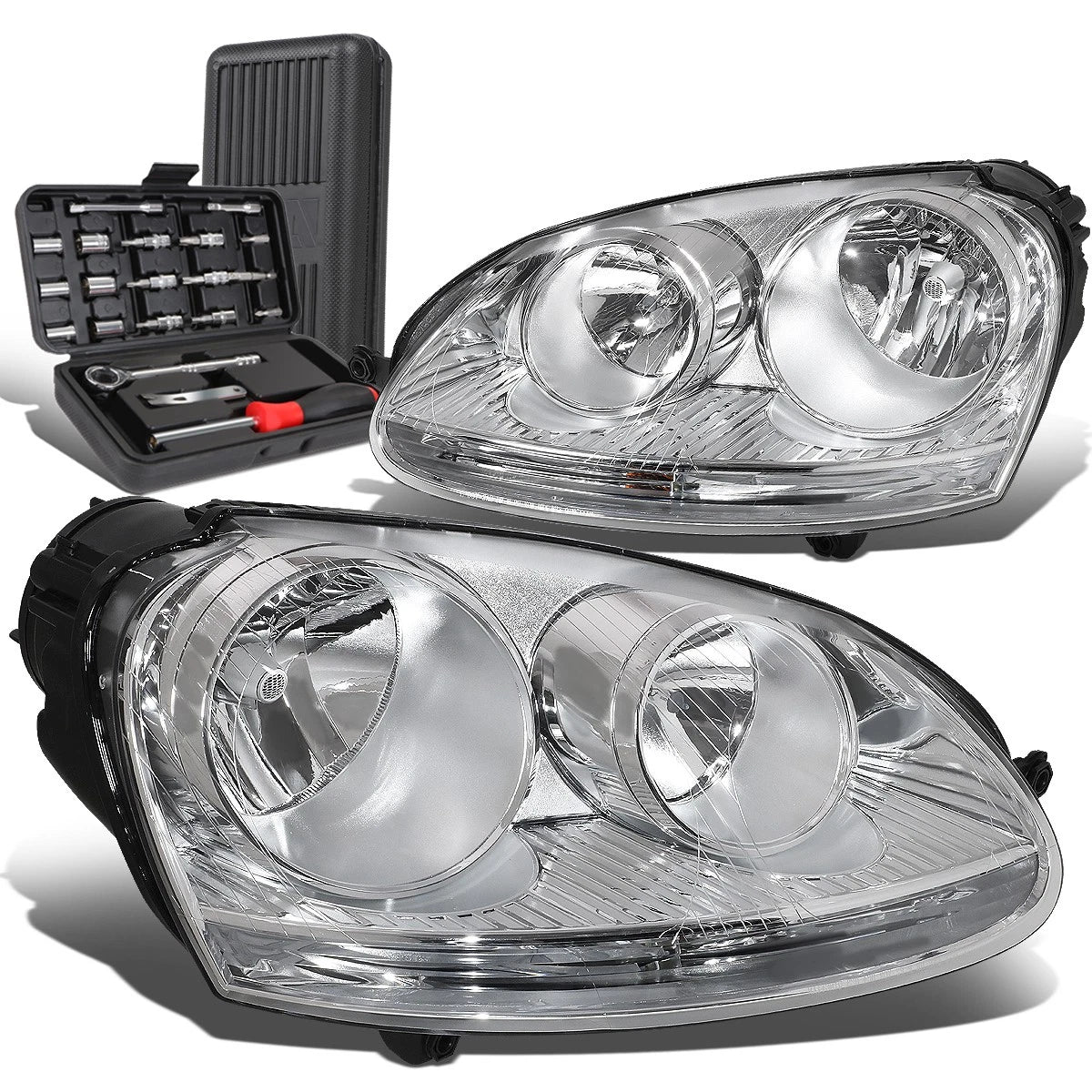 Chrome Housing Clear Headlight Lamp for Volkswagen Jetta Mk5 (2005–2010)