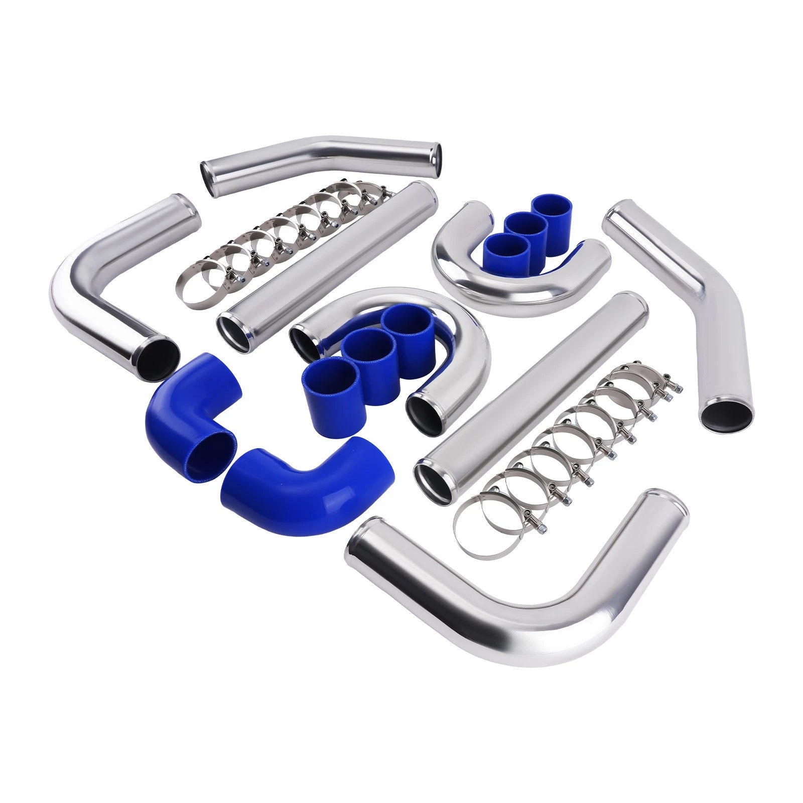 2.5" Intercooler Kit Universal Aluminum Pipe Turbo Silicone