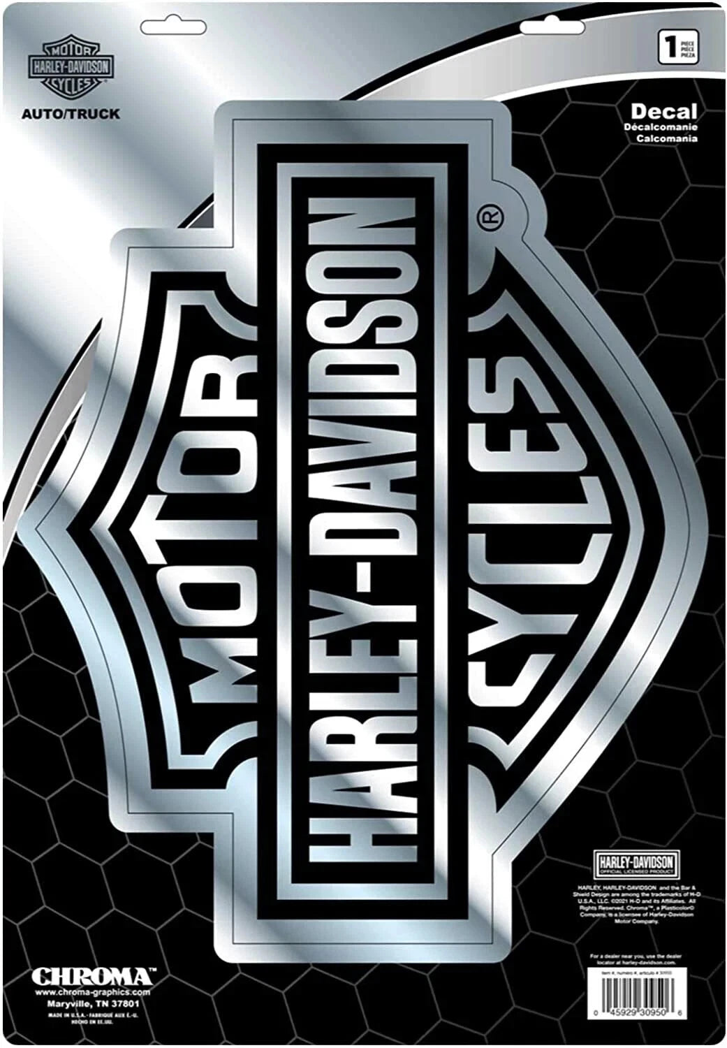 Chrome Bar & Shield Wall Decal for Harley-Davidson (11.5" x 14.25") 30950