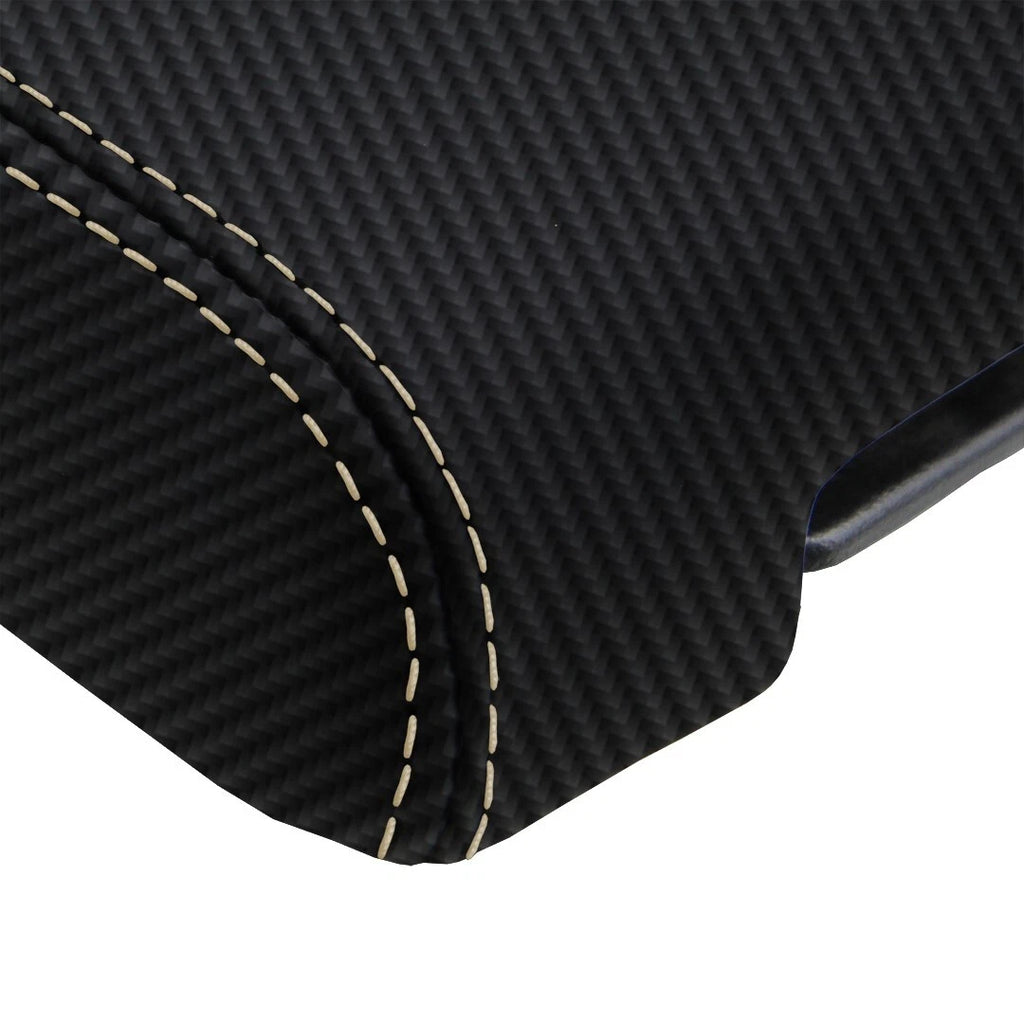 Console Armrest Cover for Jeep Liberty (2008–2013) Carbon Fiber Beige Stitch
