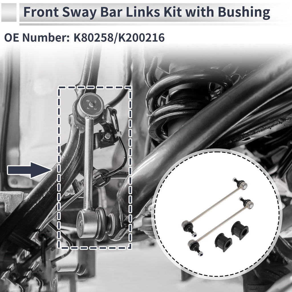 Set of 2 Front Stabilizer Bar Links with Bushings for Jeep Patriot (2007–2017) No.K80258