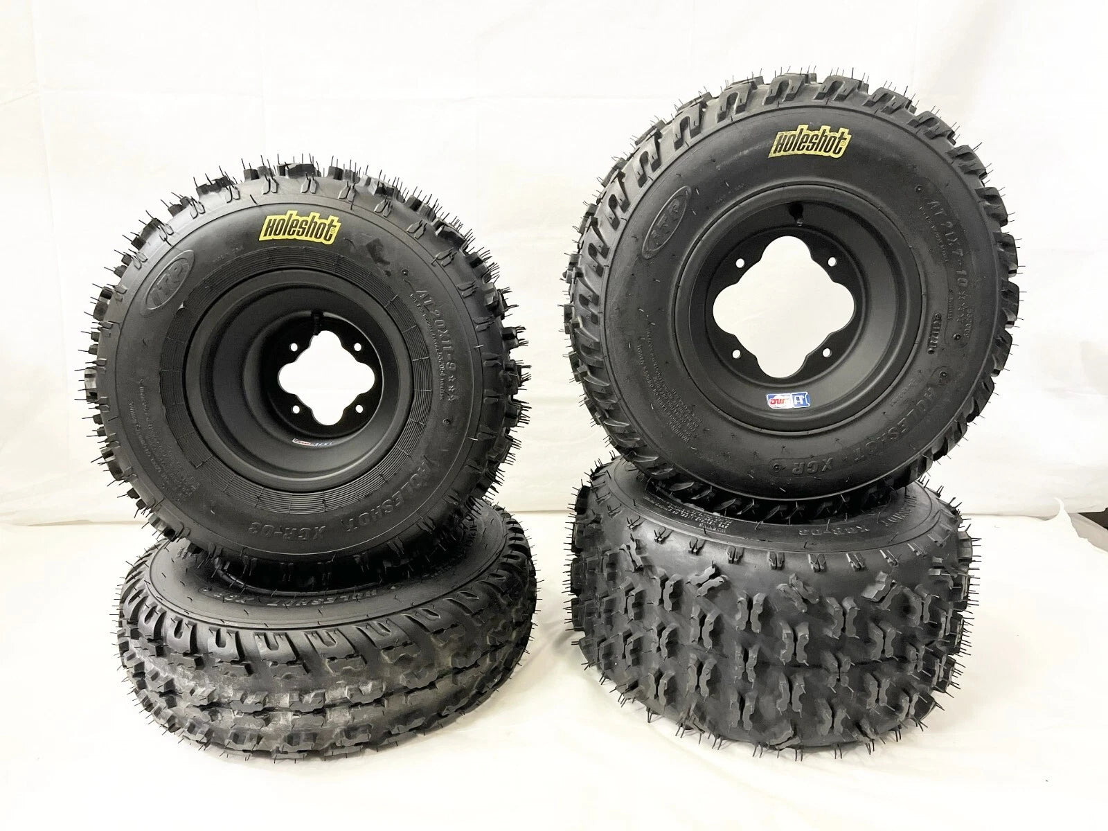 Set of 4 DWT A5 Black Rims & ITP Holeshot XCR Tires for Banshee YFZ450 Raptor 700 660