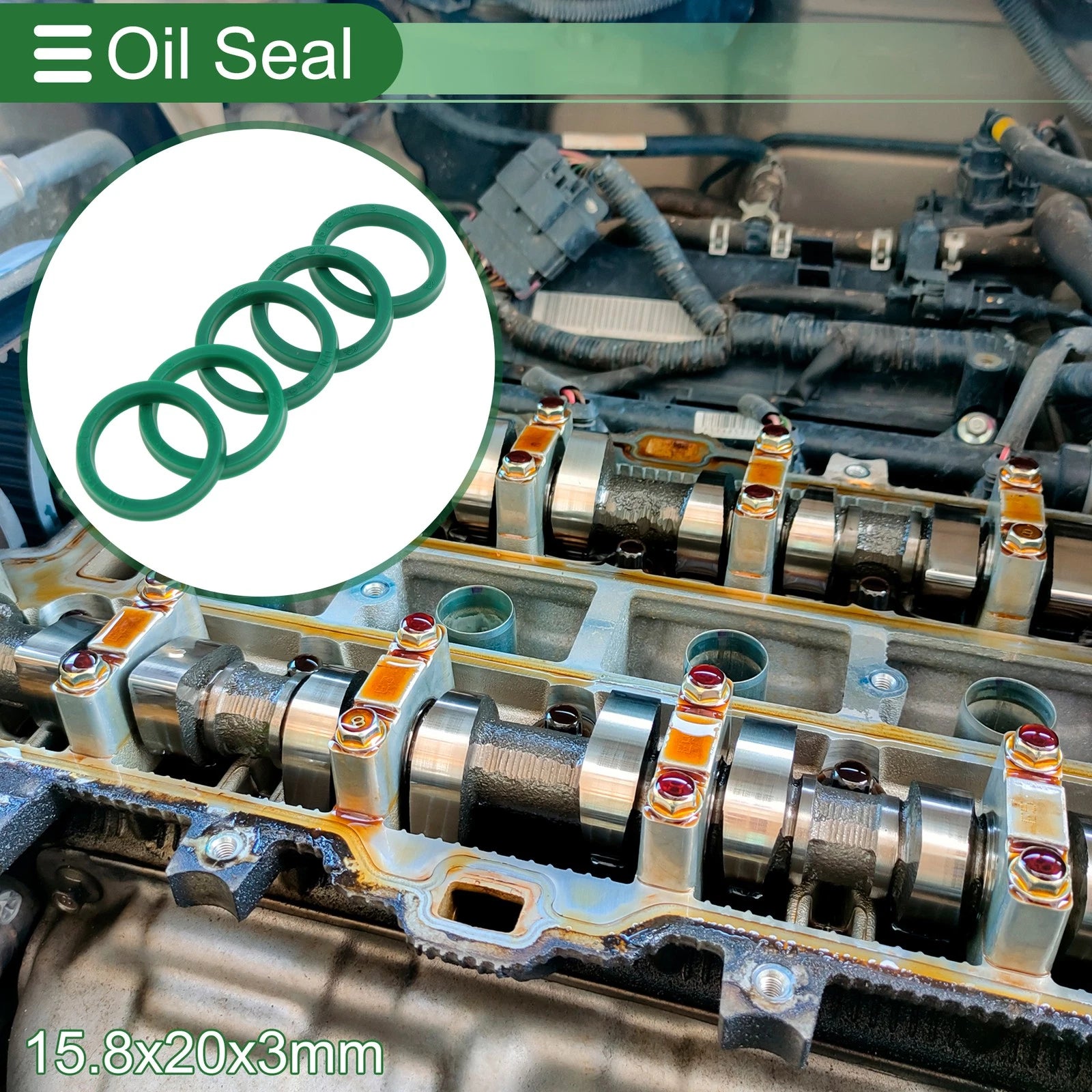 Set of 5 Oil Seal Rotary Shaft Seal TPU 15.8x20x3mm High Pressure