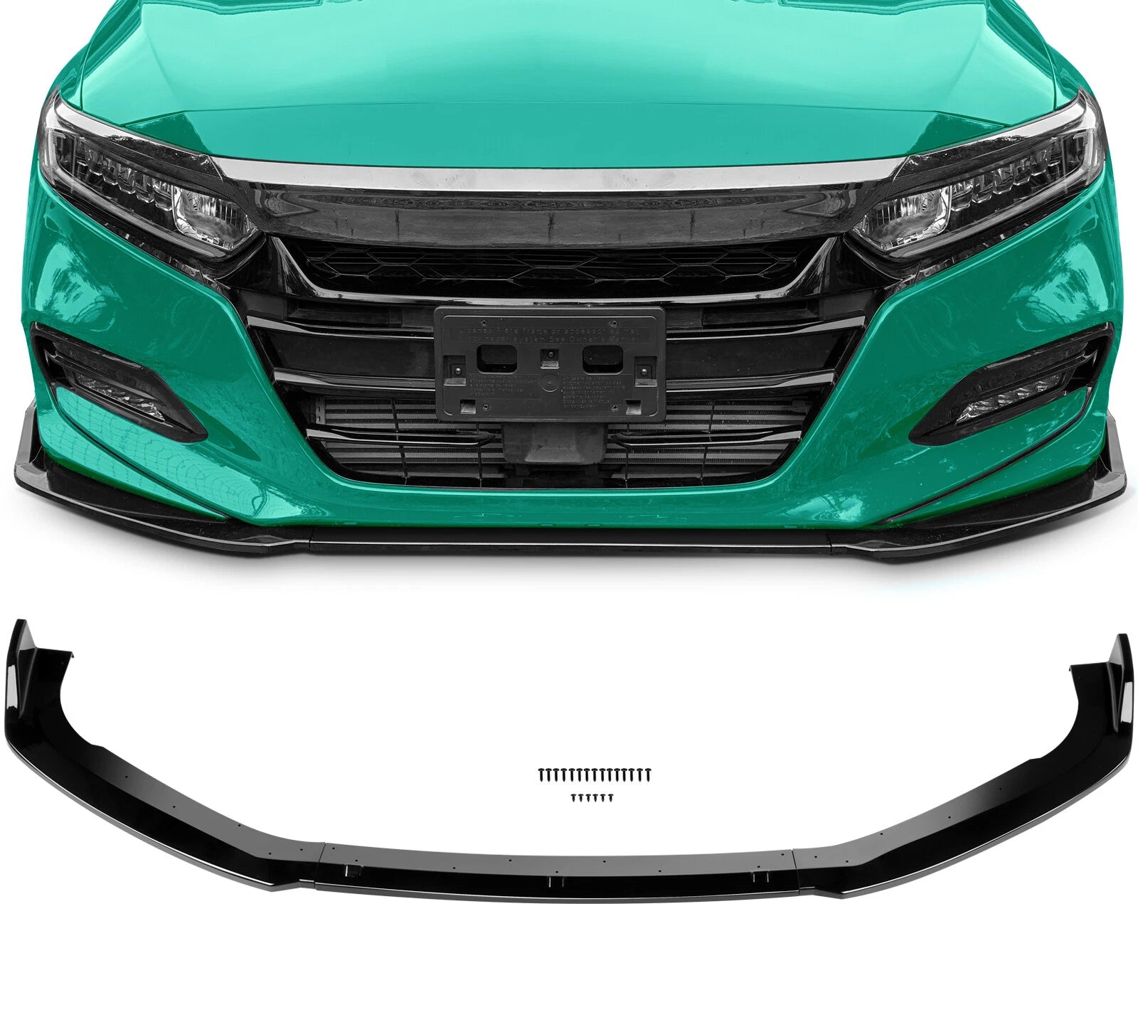 3PCS Glossy Black Front Bumper Lip Body Kit for Honda Accord 4-Door (2018–2023)
