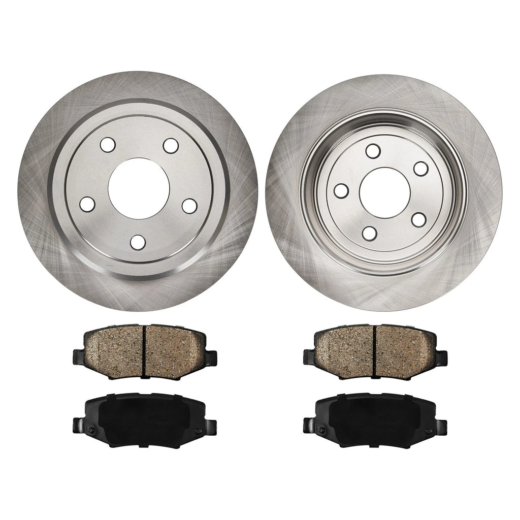 Rear Solid Brake Rotors and Ceramic Pads Set for Jeep Wrangler (2007–2018)