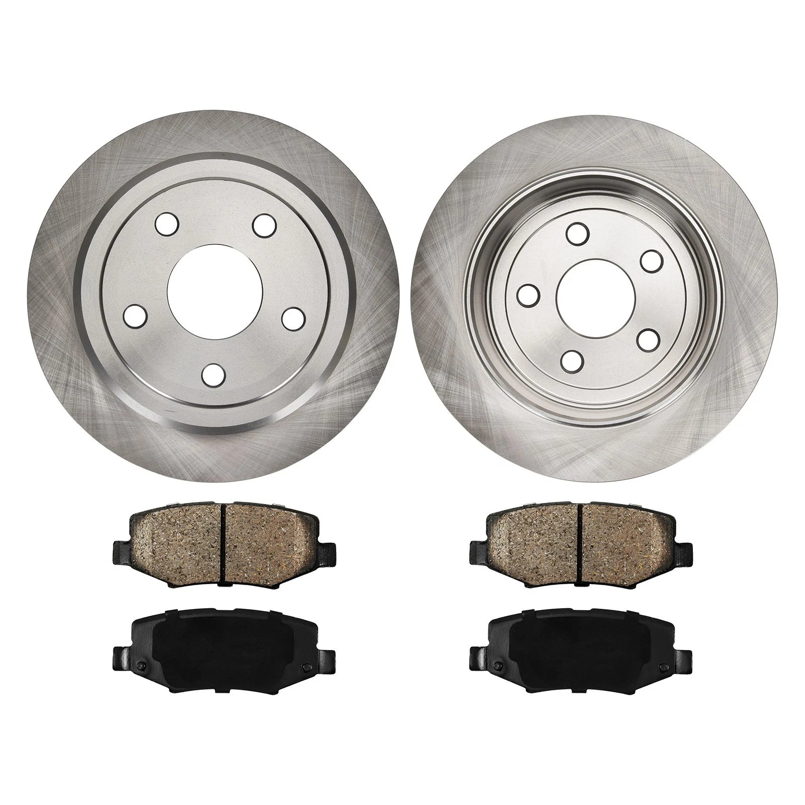 Rear Solid Brake Rotors and Ceramic Pads Set for Jeep Wrangler (2007–2018)