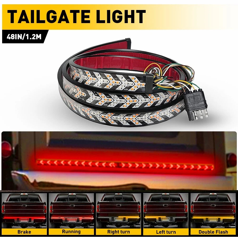 48" Tailgate LED Strip Light Bar for Universal Vehicles (LED, Red Amber)