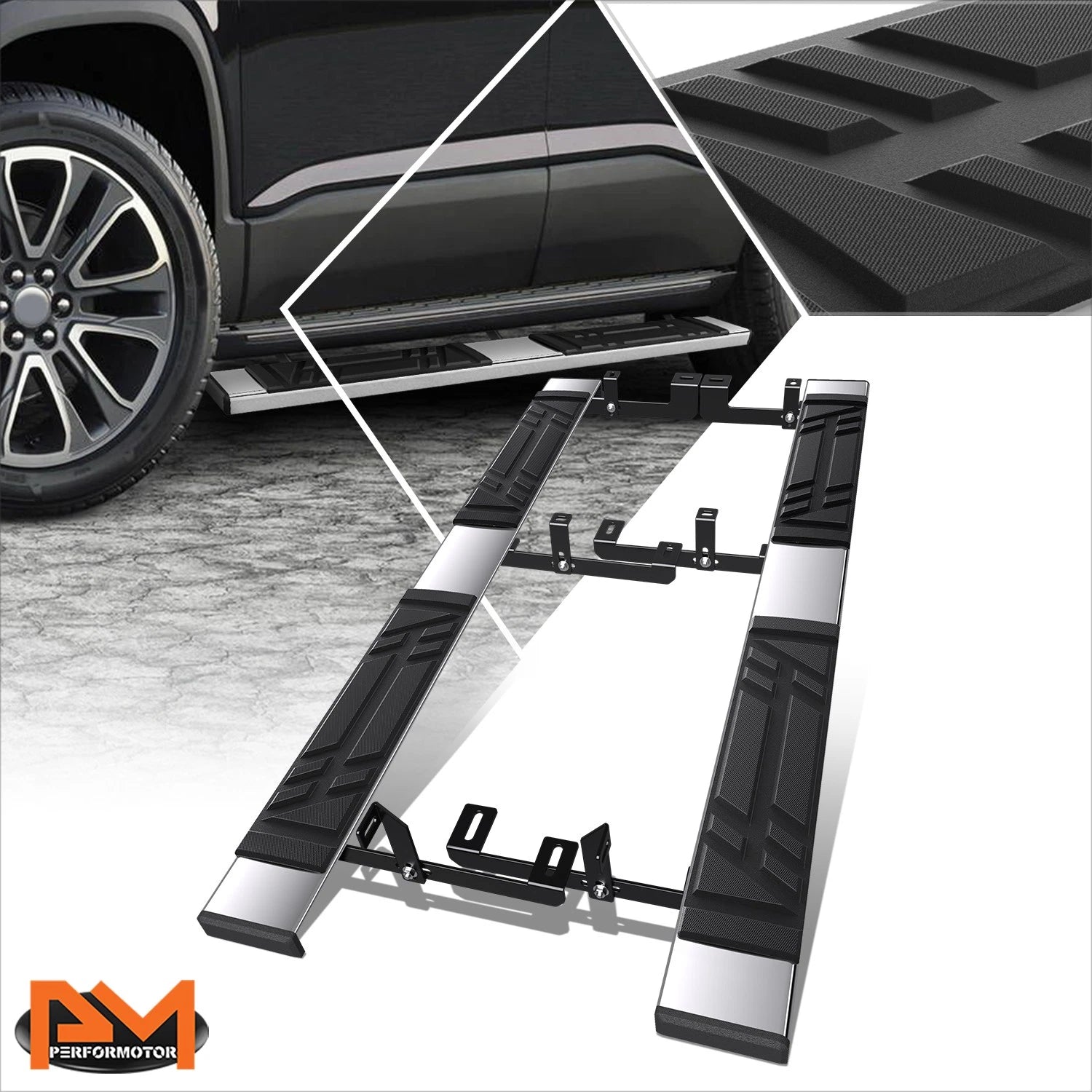 Set of 2 Polished Side Step Pads for GMC Acadia (2018–2023)