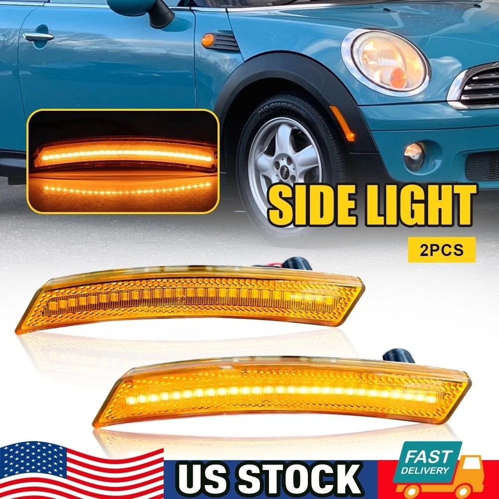 Set of 2 Amber LED Fender Side Marker Lamps for Mini Cooper R59 R60 R61