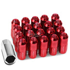 20 PCS Closed End M12x1.25 50mm Tall Red Aluminum Lug Nuts + Adapter