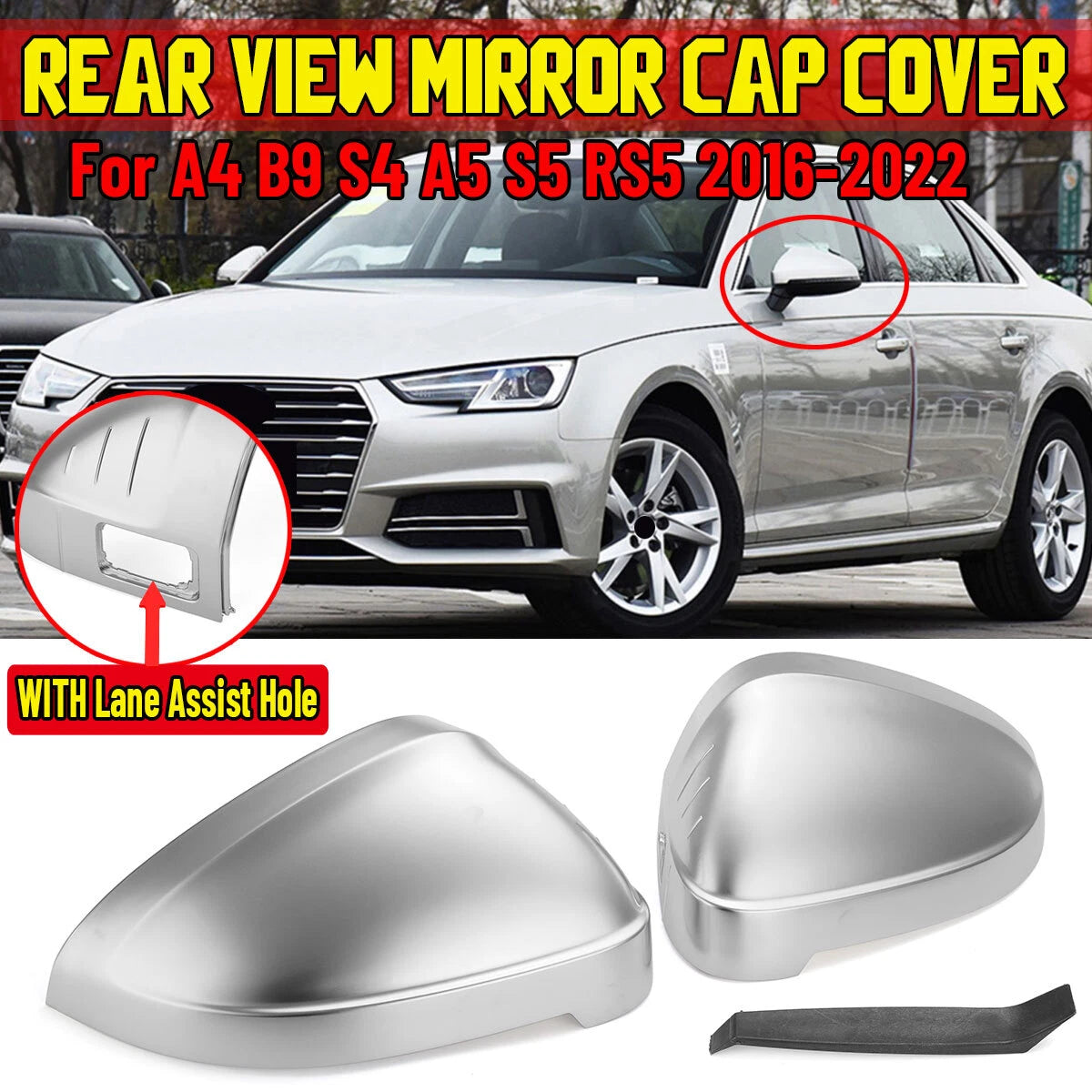 Set of 2 Chrome Side Mirror Cover Caps for Audi A4 B9 S4 A5 S5 RS5 (2017–2025)