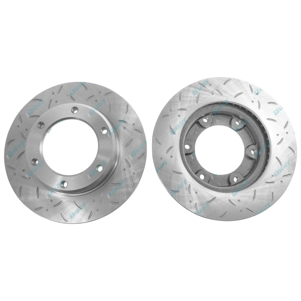 2 x Front Drilled & Slotted Disc Rotors & Brake Pads for Toyota 80 Series (90-92)