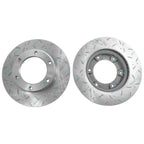 2 x Front Drilled & Slotted Disc Rotors & Brake Pads for Toyota 80 Series (90-92)