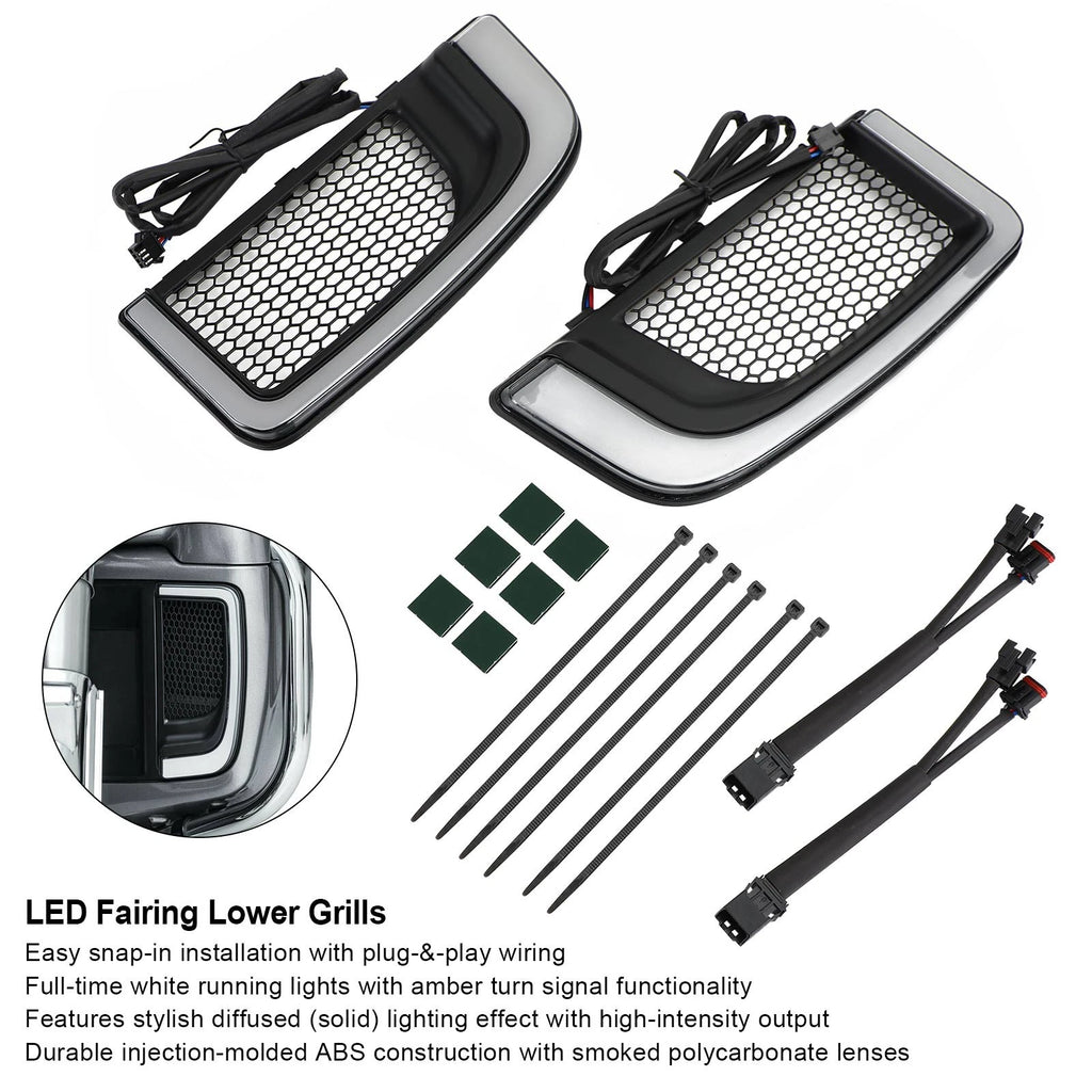 Tracer LED Lower Fairing Grills Lights for Electra FLH/T Road Glide (N/A)