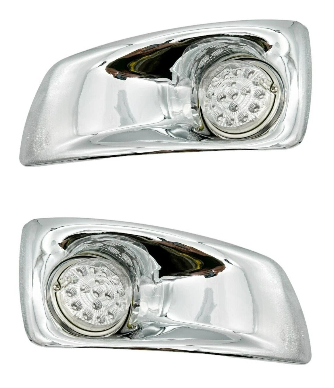 Fog Light Lamp Bezel Kit with Amber LED Clear Lens for Kenworth T660 (2007–2017)