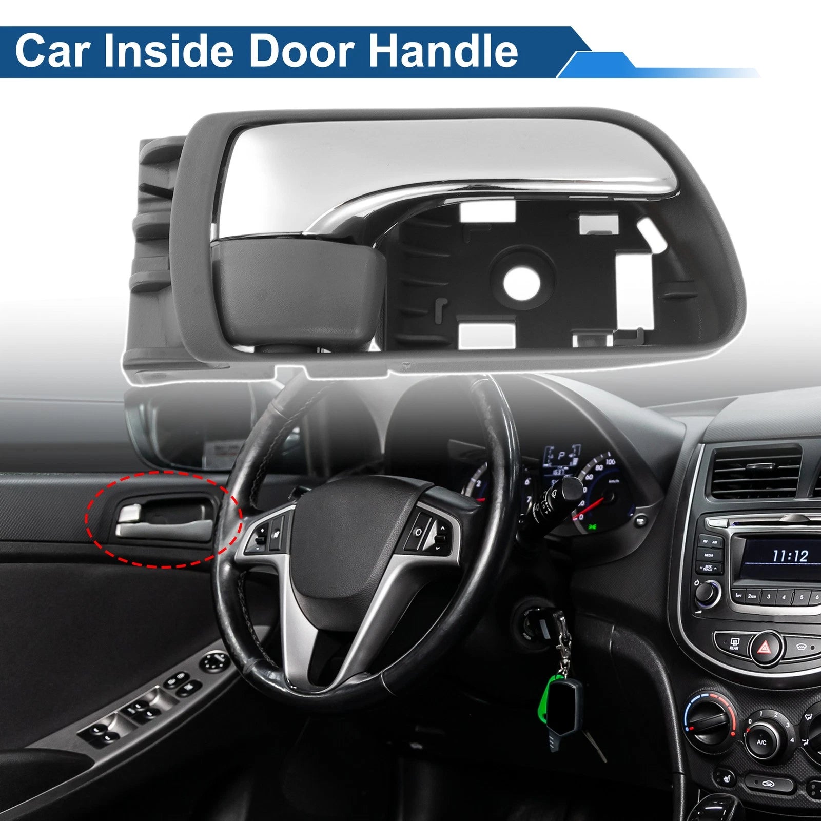 Front Driver Side Interior Door Handle for Toyota Sienna (2004–2010) Silver Tone
