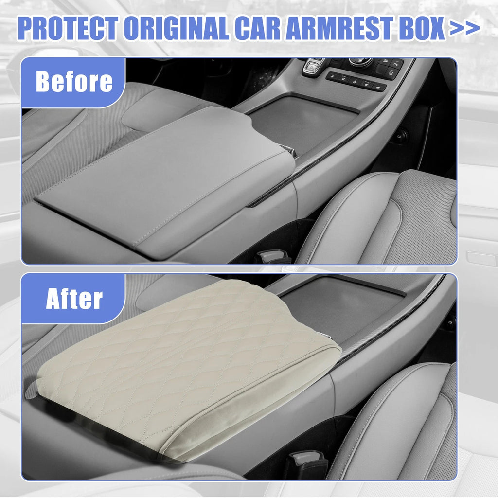 Armrest Cushion Cover for Hyundai Palisade (2020–2022) Beige Faux Leather