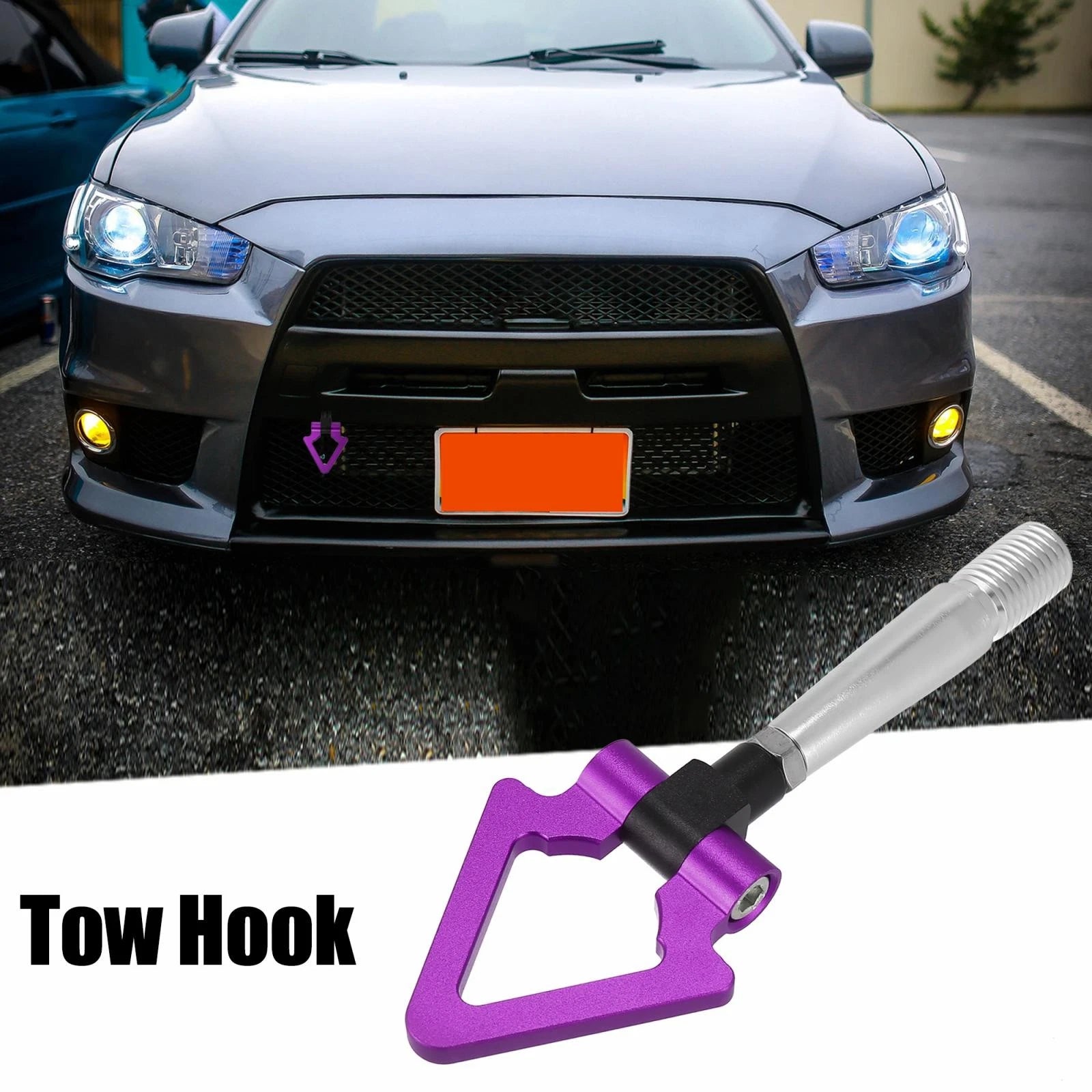 Tow Hook Screw On Triangle Ring for Mitsubishi Lancer EVO X (2008–2015) - Purple