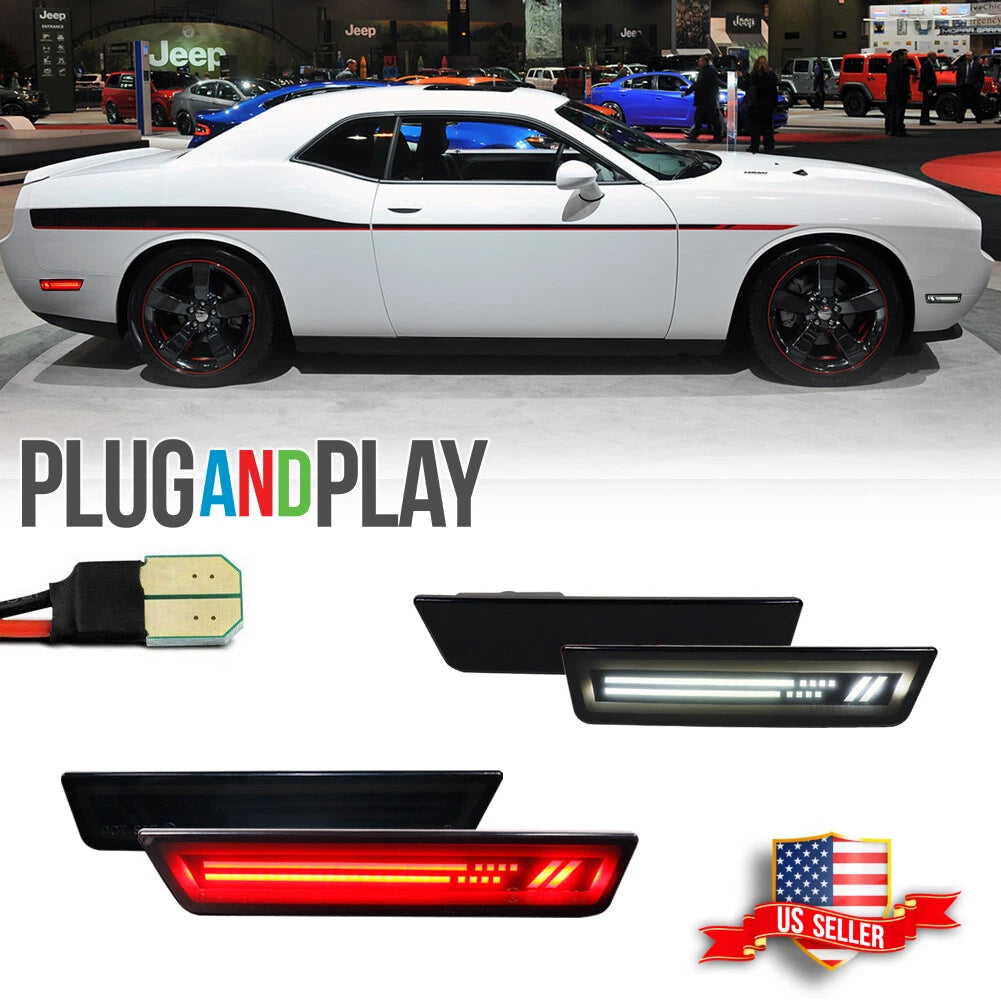Set of 4 Racing LED Side Marker Lights for Dodge Challenger (2008–2014)