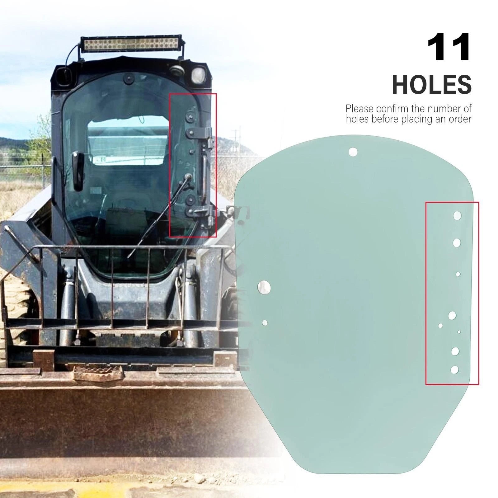 Clear Door Glass for John Deere Skid Steer & Track Loader (D & E Series)