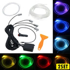 Set of 2 RGB LED Optic Fiber Interior Neon Strip Lights for Car