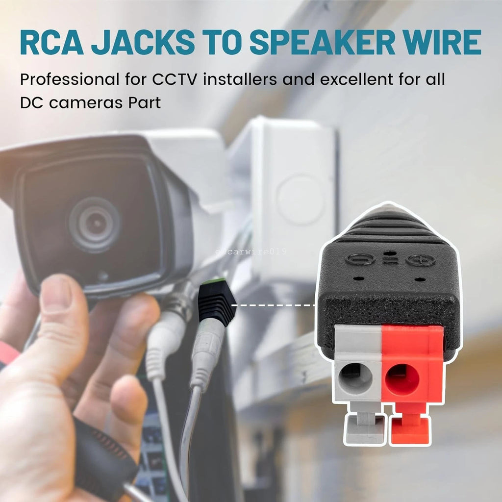 10X Speaker Wire Cable to RCA Male Converter Jack Plug
