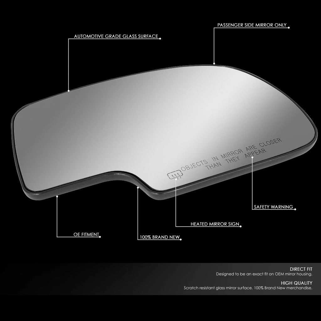 Right Side View Mirror Glass w/Heater for Silverado/Sierra (1999–2007)