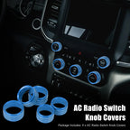 5 x Blue AC Radio Switch Knob Covers for Dodge Ram 1500 (2018-2020)