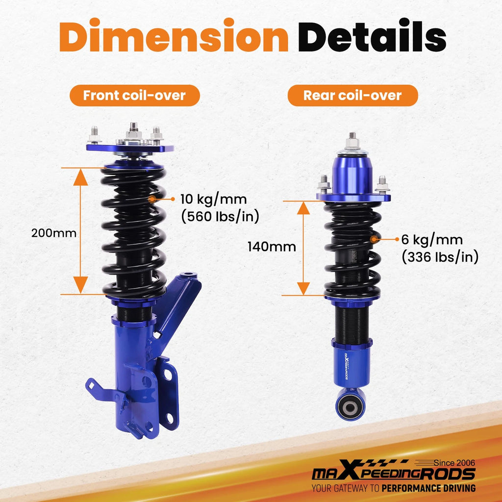 Coilover Shocks Absorbers Kit for Honda Civic (2001-2005) Adjustable Height